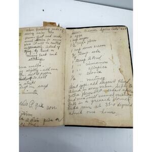 Handwritten Recipe Journal 1938 Vintage Leather Bound Family Cookbook Heirloom